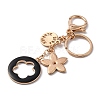Rhinestone Enamel Flower Pendant Keychain with AlloyCharm KEYC-WH0004-82KCG-03-2