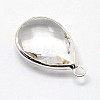 Silver Color Plated Brass Glass Teardrop Pendants GLAA-J017A-S-4