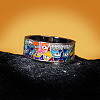 Eye Pattern Brass Micro Pave Clear Cubic Zirconia Enamel Finger Rings FS-WGB4C19-05-3