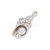 Shell Shape Brass ABS Imitation Pearl Pendants KK-I352-04C-P-2