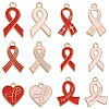 60Pcs 12 Styles Light Gold Tone Zinc Alloy Enamel Pendants ENAM-CJ0003-59-1