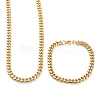 Ion Plating(IP) 304 Stainless Steel Cuban Link Chain Bracelets & Necklaces Jewelry Sets SJEW-B019-03B-G-3