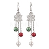Glass with Alloy Enamel Snowflake Charm Dangle Earrings for Women EJEW-TA00559-1
