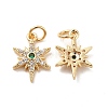 Rack Plating Brass Micro Pave Cubic Zirconia Pendants KK-E081-10G-1