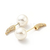 Clear Cubic Zirconia Horn with Acrylic Pearl Front Back Stud Earrings EJEW-G295-02B-G-2