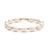 Natural Keshi Pearl Beaded Bracelet with Brass Clasp for Women BJEW-JB08867-02-1