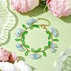 Flower Glass & Acrylic Charm Bracelets BJEW-JB10443-01-2