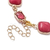 Dyed Natural White Jade Square & Alloy Link Chain Bracelets for Women BJEW-JB10129-4