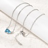 Brass Pave Cubic Zirconia Rectangle and Heart Pendant Cable Chain Necklaces KK-CBAB173-04P-10-1