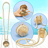Natural Shell & Alloy Starfish Charm Bracelet & Bib Necklace & Adjustable Ring & Dangle Stud Earrings & Aligator Hair Clip & Mini Crossbody Bags SJEW-PH0001-11-5