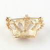 Crown Women's Light Gold Plated Alloy Rhinestone Brooches JEWB-R011-13-2