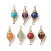 7Pcs 7 Styles Natural & Synthetic Mixed Gemstone Copper Wire Wrapped Connector Charms PALLOY-JF02517-01-1