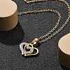 304 Stainless Steel Crystal Rhinestone Heart Pendant Cable Chain Necklaces for Women NJEW-Z056-01B-G-1