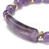 Natural Amethyst Rectangle Beaded Stretch Bracelet BJEW-JB08982-05-4