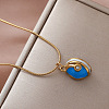 Vintage European 304 Stainless Steel Half Oval Pendant Necklaces for Women PK1289-3
