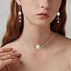 10Pcs Transparent Crackled Glass Cube Connector Charms PALLOY-JF03945-3