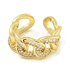 Brass with Cubic Zirconia Open Cuff Rings for Women RJEW-U011-11G-2