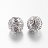 Brass Cubic Zirconia Beads X-ZIRC-F001-02P-2