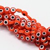 Handmade Evil Eye Lampwork Flat Round Bead Strands LAMP-L058-6mm-08-1