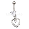 Alloy Crystal Rhinestone Dangle Curved Barbell Belly Rings AJEW-R007-04P-06-2