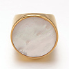 Fancy Style Ion Plating(IP) 316 Surgical Stainless Steel Shell Wide Band Finger Rings RJEW-F045-11A-16mm-2