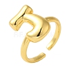 Initials Brass Open Cuff Ring for Women RJEW-N046-02J-G-1
