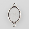 Tibetan Style Alloy Flat Oval Cabochon Connector Settings TIBE-M022-06AS-5