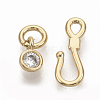 Brass Micro Pave Clear Cubic Zirconia Hook and S-Hook Clasps X-KK-T051-26G-NF-3
