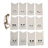 12Pcs 12 Styles Burlap Cute Easter Bunny Packing Pouches Drawstring Bags ABAG-A012-04-1