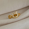 304 Stainless Steel Rhinestone Open Cuff Rings for Women LM3811-1-1