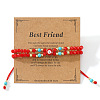 Handmade Glass & Synthetic Turquoise Rondelle Beaded Multi-layered Braided Bead Bracelets LO5991-8-1