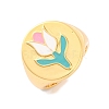 Round with Tulip Brass Enamel Open Cuff Rings RJEW-U009-05A-G-1