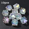 10Pcs Two Tone UV Plating Rainbow Iridescent Acrylic Beads TACR-YW0002-33C-1