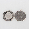 Tibetan Style Alloy Pendant Cabochon Settings TIBEP-N003-52AS-2