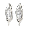 Nuggets Brass Micro Pave Clear Cubic Zirconia Stud Earring Findings KK-D386-18P-1