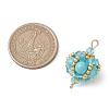 Synthetic Turquoise Round and Glass Seed Beaded Lantern Links Connector Charms PALLOY-MZ01176-05-2