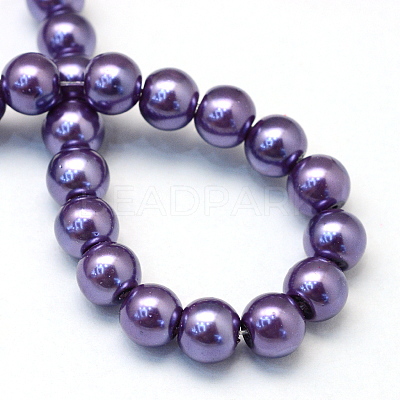 Baking Paint Pearlized Glass Pearl Round Bead Strands HY-Q003-10mm-59-1