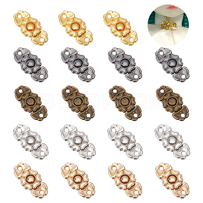 80 Sets 5 Colors Flower Alloy Snap Lock Clasps FIND-NB0004-03-1