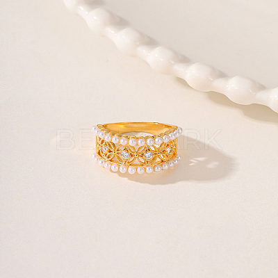 Brass Micro Pave Cubic Zirconia Finger Ring AH5761-1-1