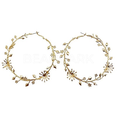 Alloy Branch Flower Big Hoop Earrings for Women WGC29F5-01-1