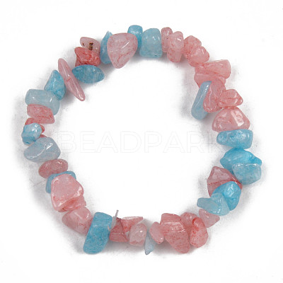 Unisex Chip Natural White Jade Beaded Stretch Bracelets BJEW-S143-12-1-1