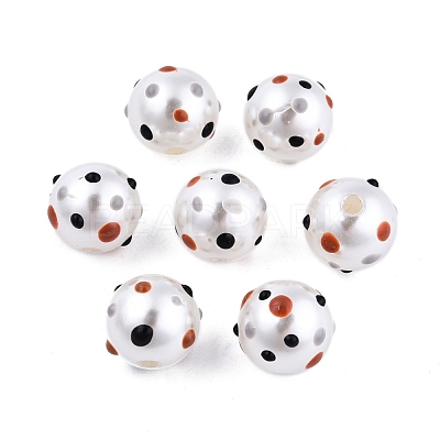 Spot Pattern Opaque ABS Plastic Imitation Pearl Enamel Beads KY-G020-02A-1