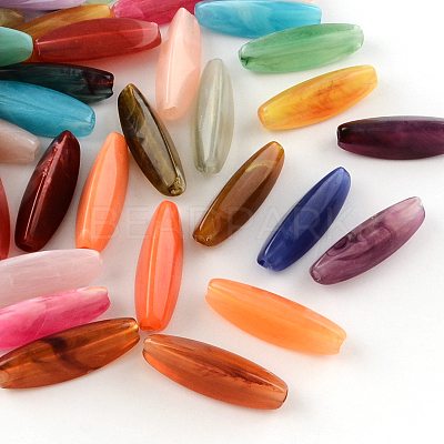 Rice Imitation Gemstone Acrylic Beads OACR-R035-M-1