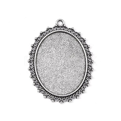 Tibetan Style Alloy Oval Tray Cabochon Settings TIBEP-5437-AS-LF-1