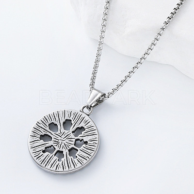 Vintage 304 Stainless Steel Pirate Rune Viking Compass Pendant Necklaces for Men Women AZ8972-1