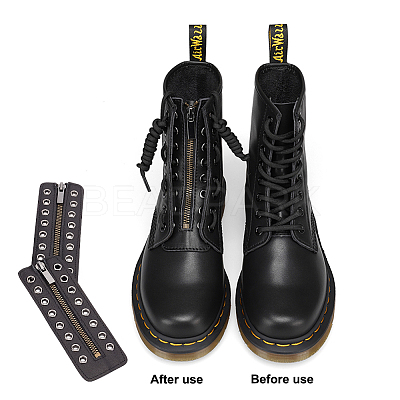 PU Leather Lace-in Boot Zipper Inserts DIY-WH0043-51AB-01-1
