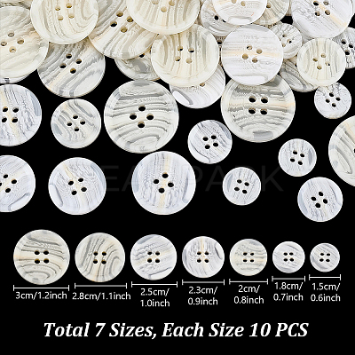 70Pcs 7 Styles Resin Buttons BUTT-PH0001-73-1