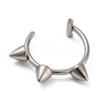 Non-Tarnish 304 Stainless Steel Cone Beaded Cuff Earrings AJEW-K037-02P-1