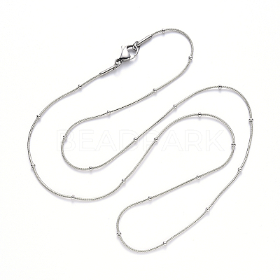 Non-Tarnish 304 Stainless Steel Round Snake Chain Necklace NJEW-S420-009C-P-1