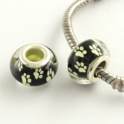 Large Hole Dog Paw Prints Pattern Resin European Beads OPDL-Q128-12-1